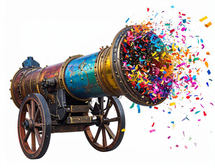 Confetti Cannon Bursting Colorful Confetti