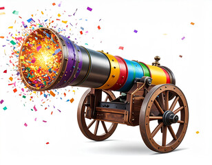 Confetti Cannon Bursting Colorful Confetti