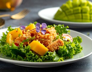 Fresh chicken salad with mango