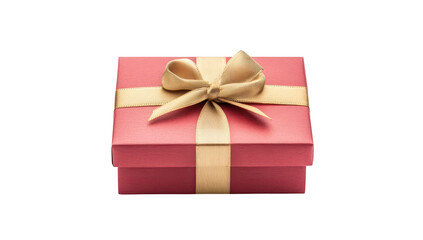 Obraz premium A beautifully wrapped pink gift box with a golden ribbon. placed on a clean white surface. symbolizing celebration and joy. perfect for holidays or special occasions