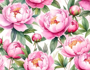 Obraz premium Delicate pink peony floral pattern (2)