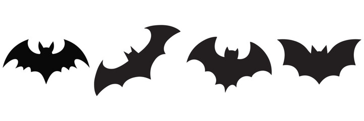Flying Bat Silhouettes Vector Set – Scary Halloween Vampire Icons and Spooky 
Night Symbols