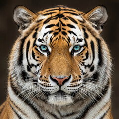 Fototapeta premium A powerful and intense close up portrait of a tiger with blue eyes