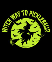 Pickleball Witch on Broom Pickleball Players Halloween Funny