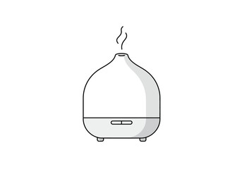 An essential oil diffuser releases vapor in this clean minimalist illustration