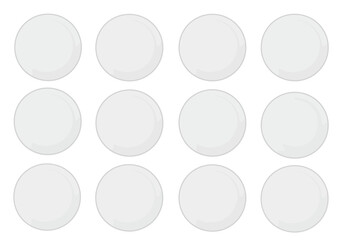 Twelve white round tablets are arranged in a rectangular grid pattern