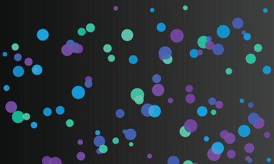 Minimalist background with green and blue circles on black backdrop space