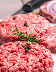 Fresh raw ground beef patties