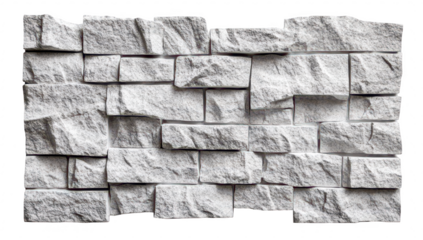 A textured white stone wall featuring unevenly stacked blocks. a modern architectural design. ideal for backgrounds in interior design or construction projects