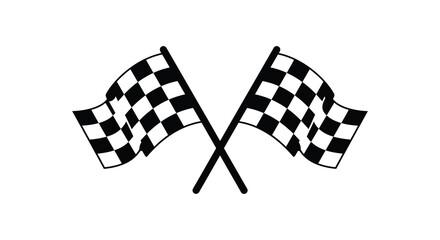 Black and white checkered flags crossing a simple racing victory silhouette