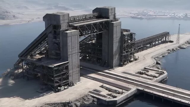 Magnificent View of Coastal Industrial Facilities and Engineering Marvels