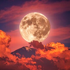 Full moon over dramatic clouds