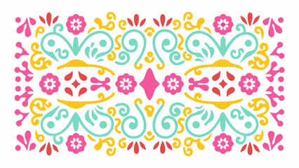 Vibrant floral design with symmetrical swirls and blossoms, perfect for adding a playful and decorative touch to crafts or designs