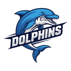 Dynamic dolphin logo design with bold typography for team or brand
