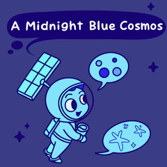 Magical Midnight Blue Digital Cosmic Background