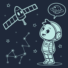 Abstract Midnight Blue Digital Cosmic Scene