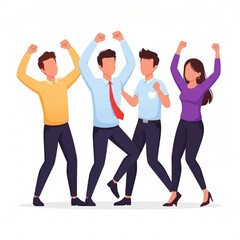 Fototapeta premium Group of Cheerful Colleagues Celebrating Together, Vector Illustration