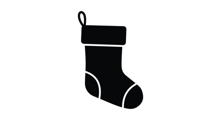 A simple black christmas stocking icon design with a clean silhouette