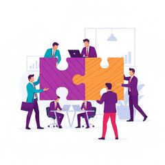 Fototapeta premium Teamwork Connecting the Pieces for Success