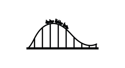 Simple black and white illustration of a rollercoaster ride stylized silhouette