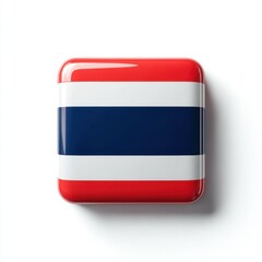 Thailand Flag Icon Square Glossy Red White Blue Graphic Design Element