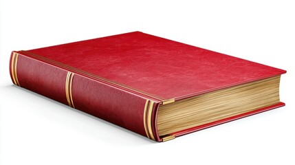 Obraz premium A Luxurious Red Hardcover Book Isolated on White Background Perfect for Education Literature and History Concepts