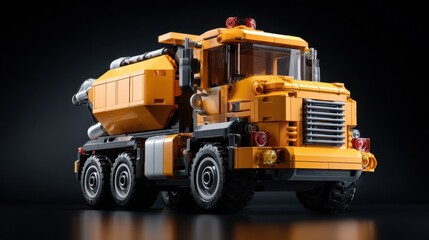 Powerful Yellow Cement Mixer Truck Model PhotographyStudio Shot of a Detailed Construction Vehicle