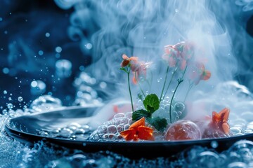 molecular cuisine in a restaurant, cooking