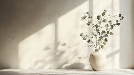 Vase with eucalyptus