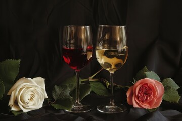 Wine (red, white, rosé), alcoholic beverage at the bar