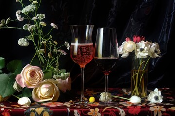 Wine (red, white, rosé), alcoholic beverage at the bar