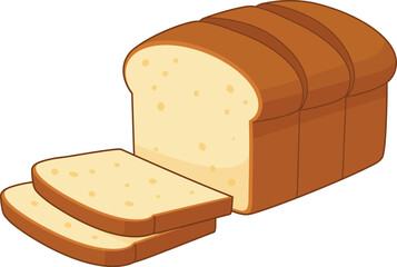 Freshly baked sliced white bread loaf ready for delicious sandwiches and toast a bakery staple isolated on transparent background