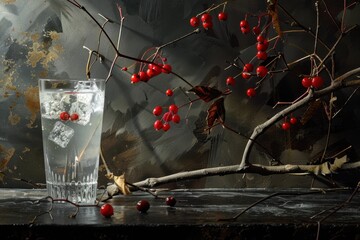 Vodka, alcoholic beverage at the bar