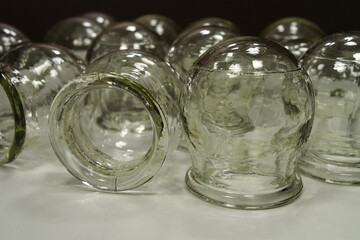 Glass medical cups for medical purposes, rehabilitation, increasing blood flow