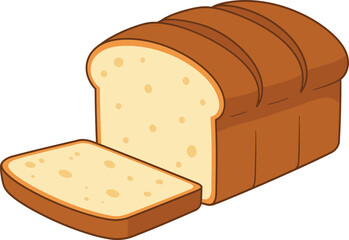 Golden brown loaf of sliced white bread freshly baked and ready for delicious sandwiches and toast isolated on transparent background