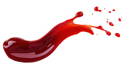A splash of red liquid artfully captured against a clean white background. the fluid motion and texture. ideal for creative projects or culinary presentations