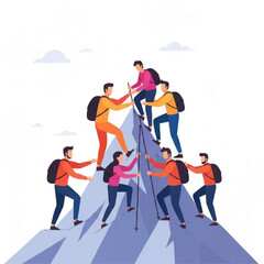 Fototapeta premium Teamwork and Determination Achieving Goals Through Collaborative Mountain Climbing