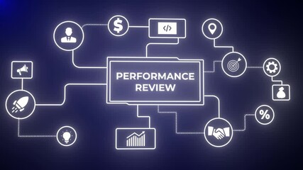 performance review process within a corporate environment, performance metrics, and business insights from large data sets ,network , business ,technology concept. left to right smoothly 3d animation - Powered by Adobe
