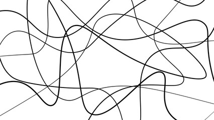 Abstract random black line patterns in detailed vector illustration design placed on a clean white background