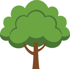 Vibrant green tree with brown trunk isolated for nature and outdoor concepts isolated on transparent background