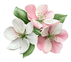 Delicate watercolor painting of pink and white apple blossoms