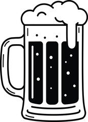 Classic hand-drawn style beer mug with foamy head celebrating beverage enjoyment and cheers occasions for graphic design needs isolated on transparent background