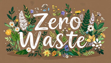 Eco-friendly slogan surrounded by flowers and plants