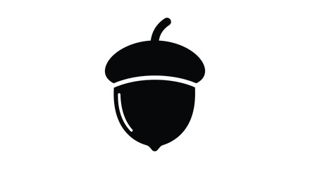 Simple black and white image of an acorn a natural botanical silhouette