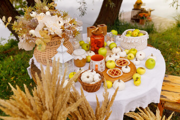 Elegant Autumn Lakeside Table Setting