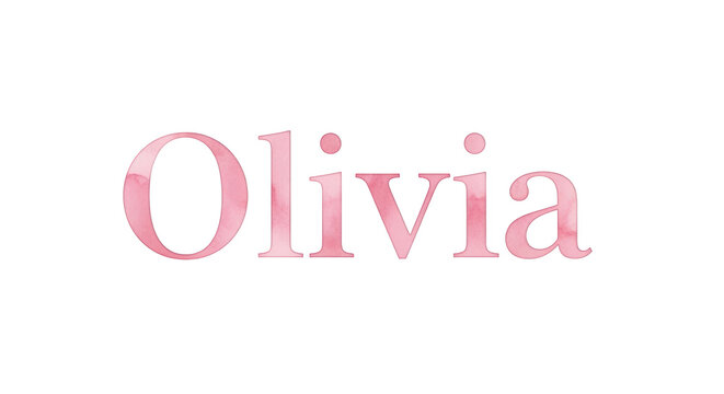 Elegant Watercolor Olivia Name Typography Design Transparent Background