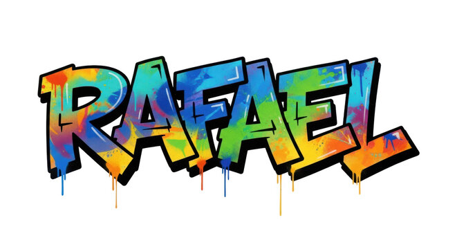 Graffiti Art Style Name Rafael With Vibrant Colors And Drip Effect On Transparent Background