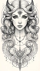 Elegant, stylized female portrait