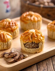 Golden pastries, filled with meat