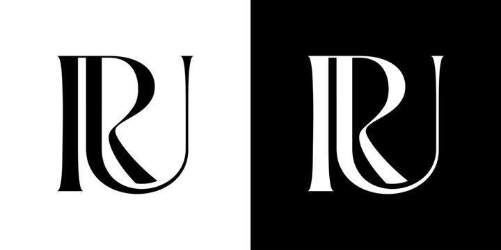 RU Letter Minimalist Logo Design , Initial Logo Vector for Brand